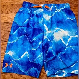 Under Armour Blue Wave Swim Shorts with White Mesh Lining YM